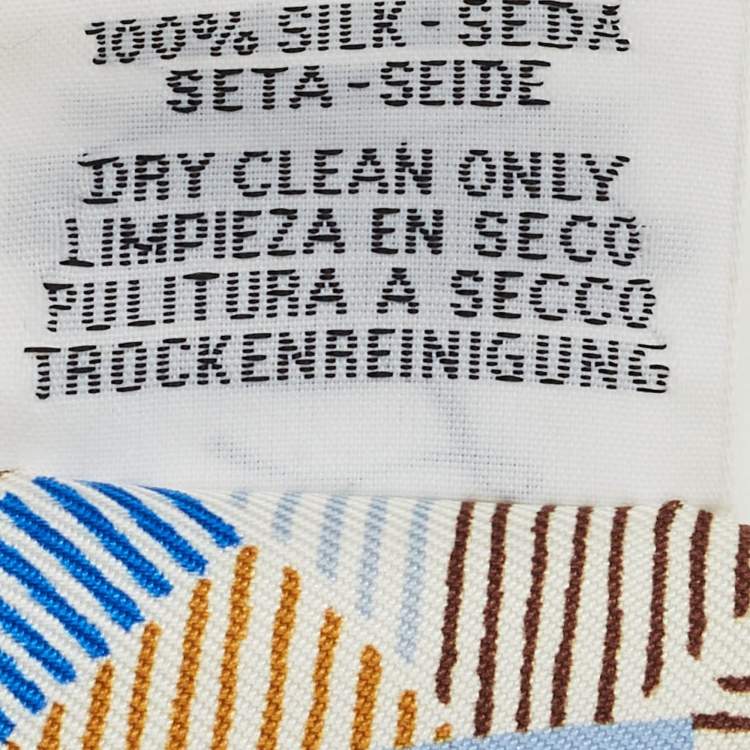 Pre Owned Hermès Blue Printed Silk Twilly