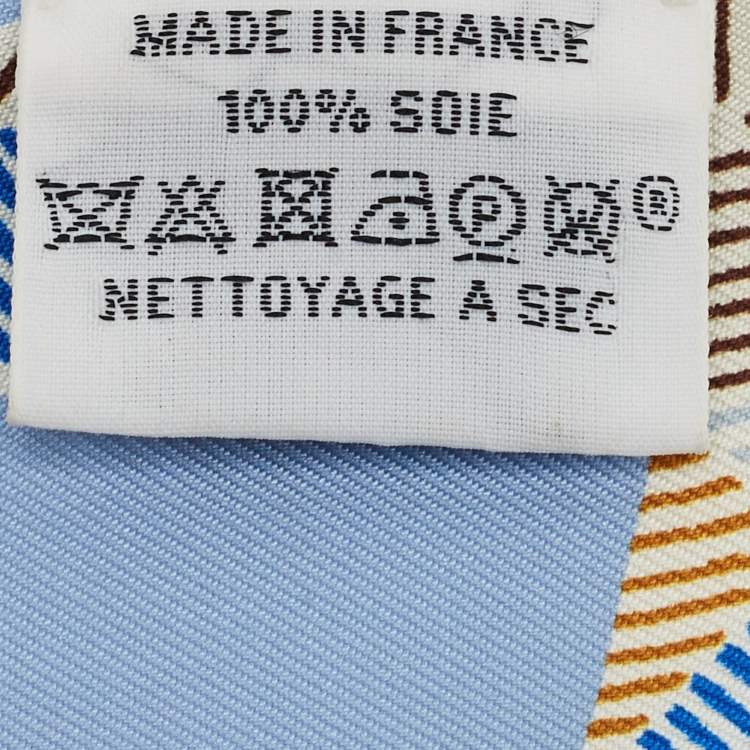 Pre Owned Hermès Blue Printed Silk Twilly