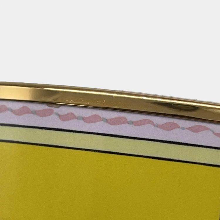 Pre Owned Hermes Email Bangle Size Tgm Yellow/Light Blue/Gold Metal Cloisonne
