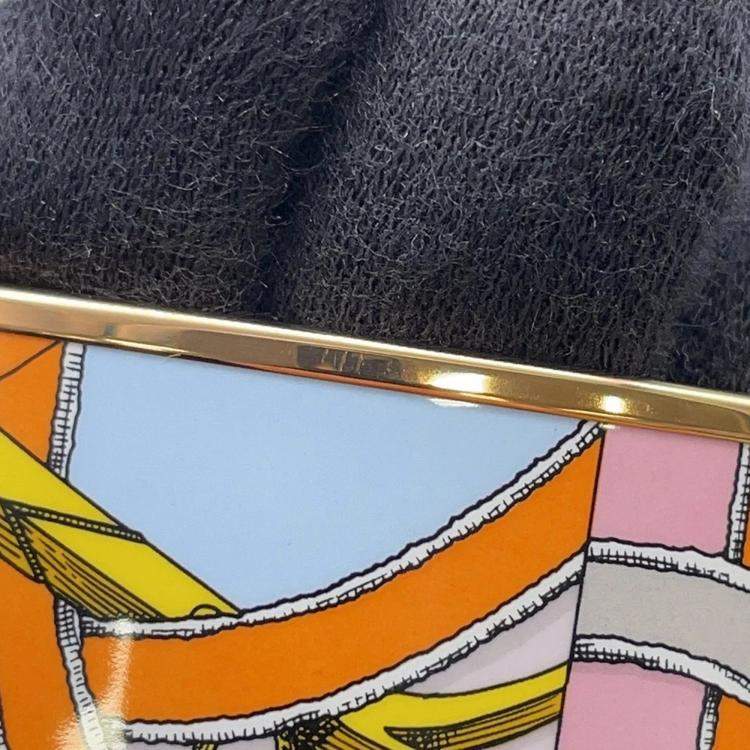 Pre Owned Hermes Email Bangle Size Gm Pink/Orange/Gold Metal Cloisonne
