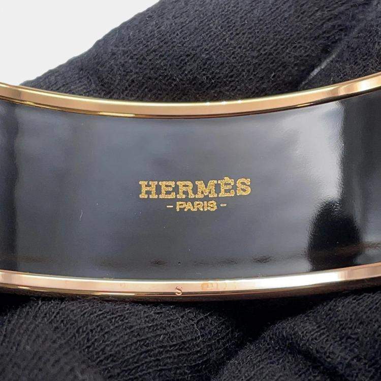 Pre Owned Hermes Email Bangle Size Gm Pink/Orange/Gold Metal Cloisonne