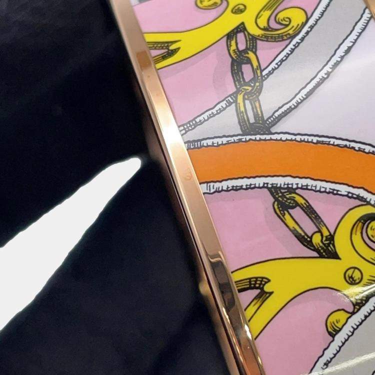 Pre Owned Hermes Email Bangle Size Gm Pink/Orange/Gold Metal Cloisonne