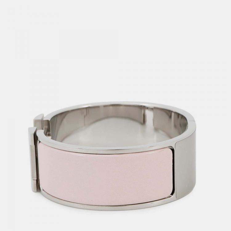 Pre Owned Hermes Clic Clac H Size Pm Rose Candor/Silver Metal Enamel