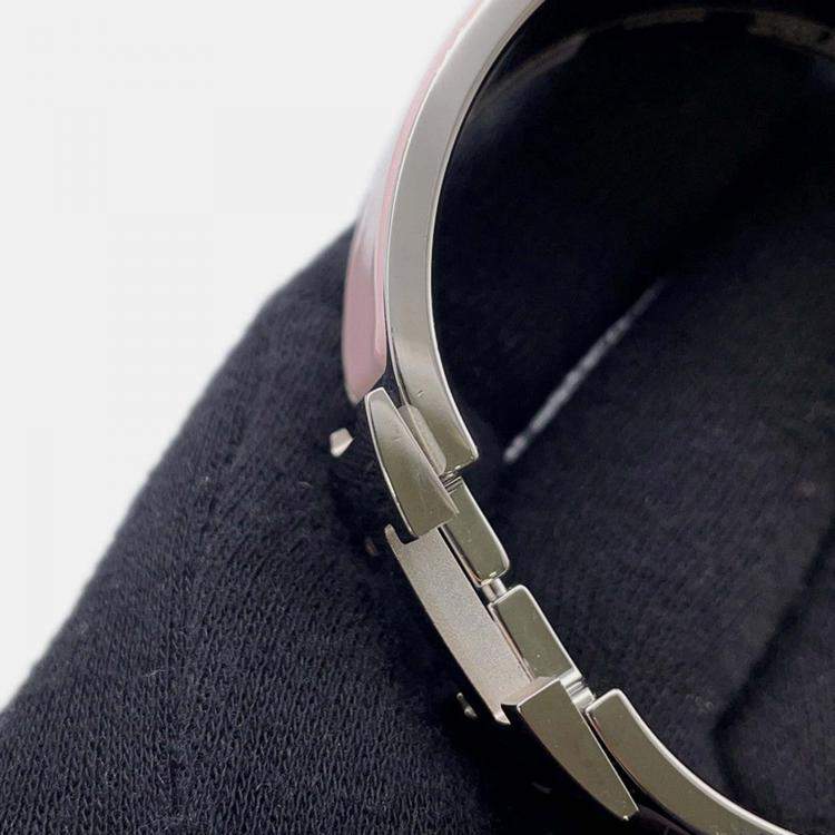 Pre Owned Hermes Clic Clac H Size Pm Rose Candor/Silver Metal Enamel