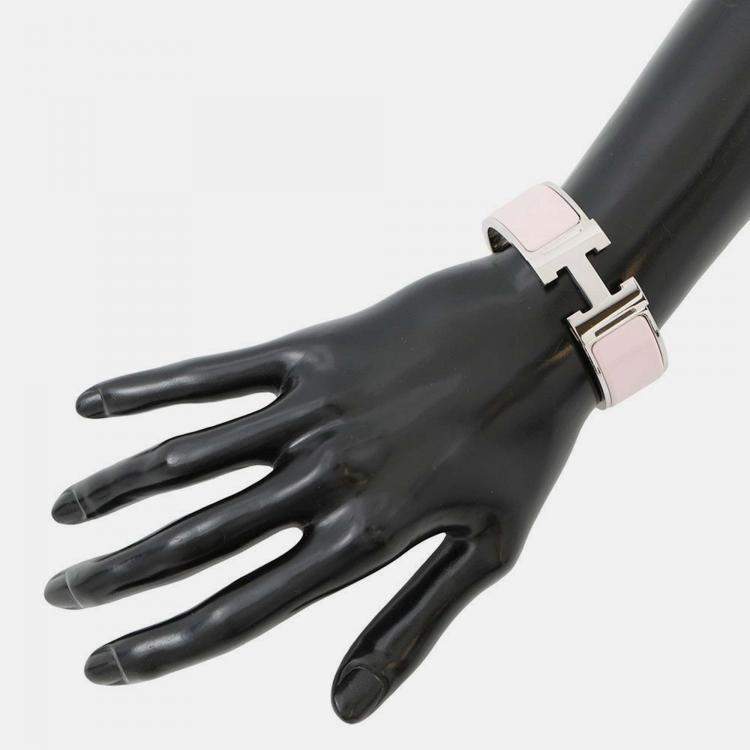 Pre Owned Hermes Clic Clac H Size Pm Rose Candor/Silver Metal Enamel