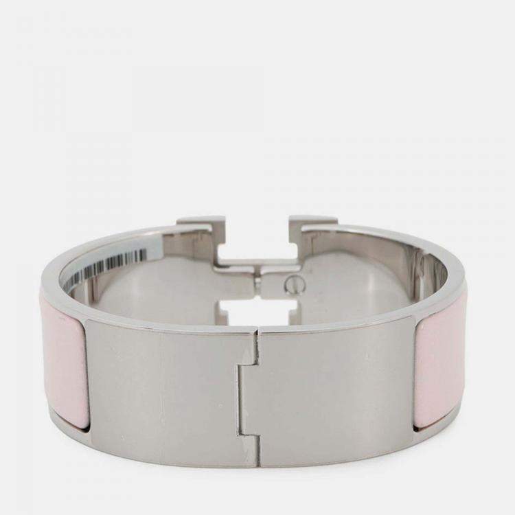 Pre Owned Hermes Clic Clac H Size Pm Rose Candor/Silver Metal Enamel