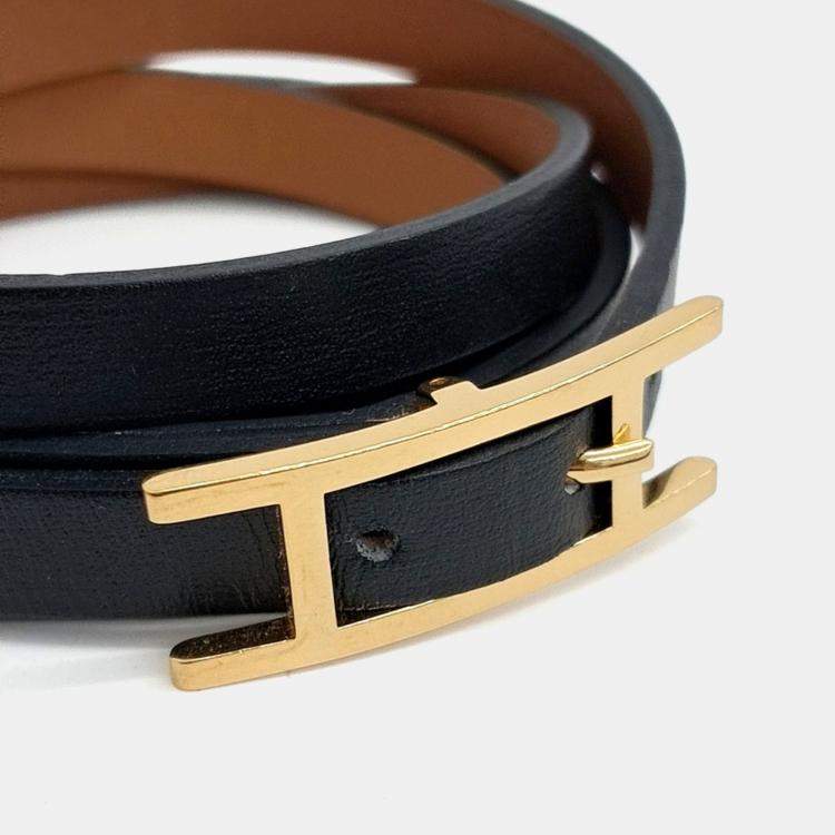 Pre Owned Hermes Leather Harpy 3 Strap Bracelet