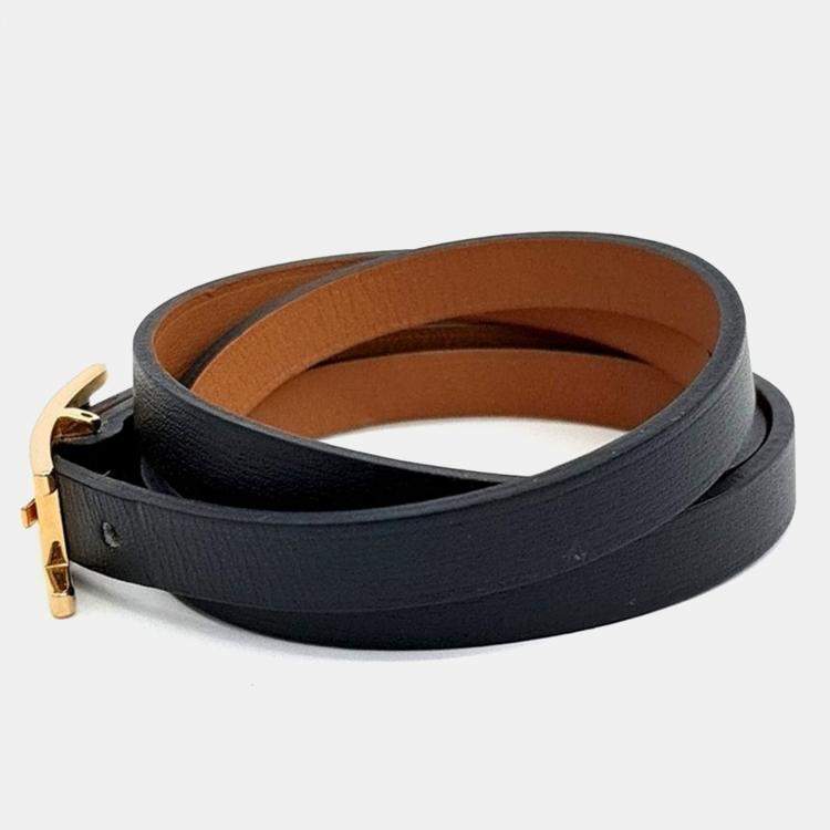 Pre Owned Hermes Leather Harpy 3 Strap Bracelet