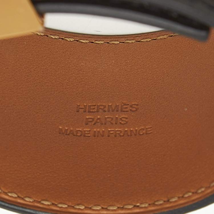 Pre Owned Hermès Collier De Chien Black Leather Gold Plated Bracelet S