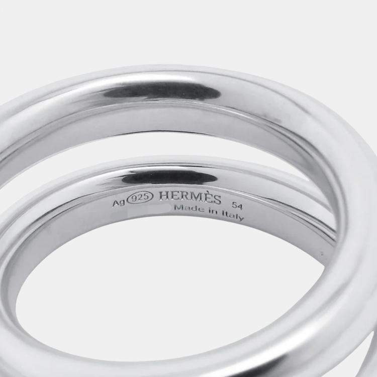 Pre Owned Hermes Caba Cityslide Clutchertige Ring Size 54/#14 Sv925