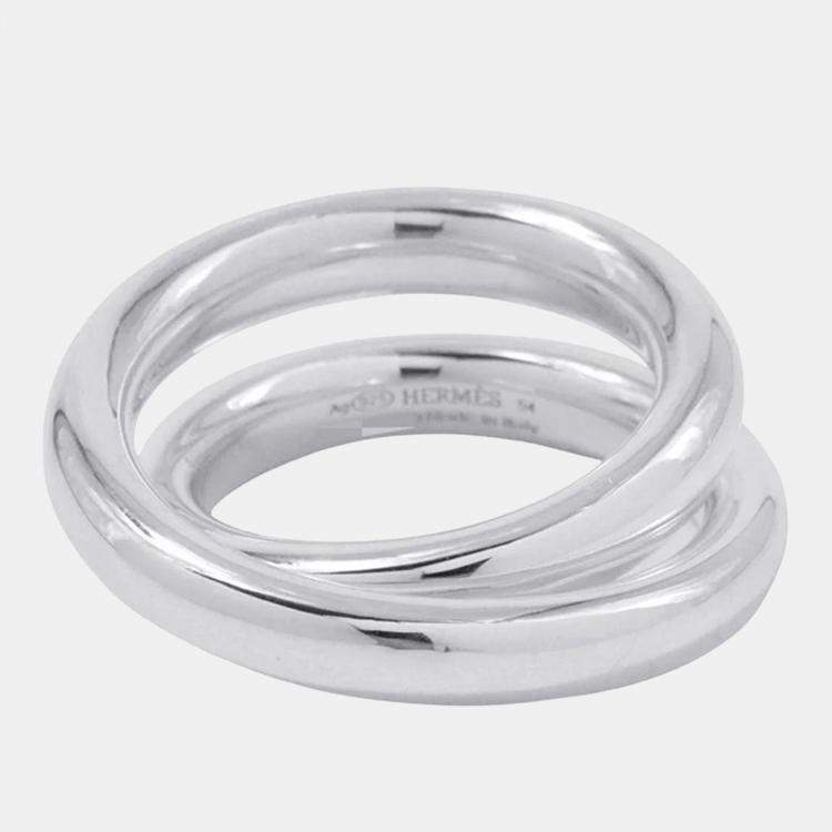 Pre Owned Hermes Caba Cityslide Clutchertige Ring Size 54/#14 Sv925