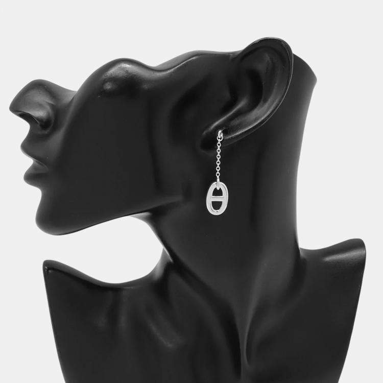 Pre Owned Hermes Chaine D'Ancre Farandole Earrings Size Mm Sv925