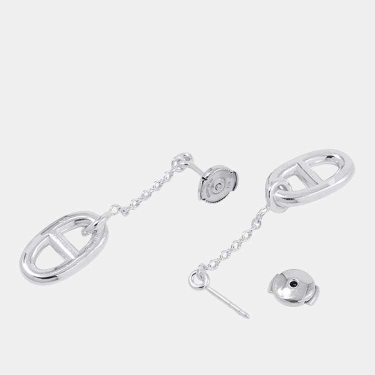 Pre Owned Hermes Chaine D'Ancre Farandole Earrings Size Mm Sv925