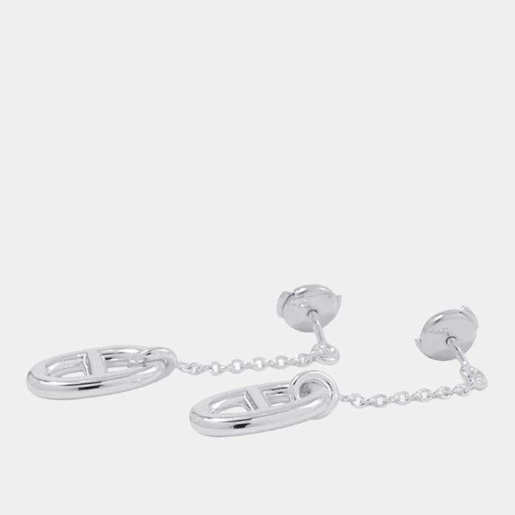 Pre Owned Hermes Chaine D'Ancre Farandole Earrings Size Mm Sv925