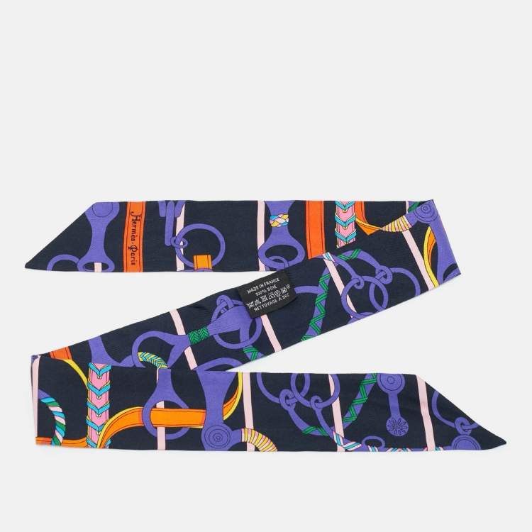 Pre Owned Hermès Blue Panoplie Equestre Silk Scarf Set
