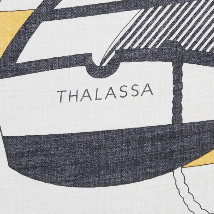 Pre Owned Hermès Noir/Naturel Cashmere Thalassa Shawl 