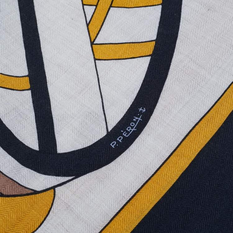 Pre Owned Hermès Noir/Naturel Cashmere Thalassa Shawl 