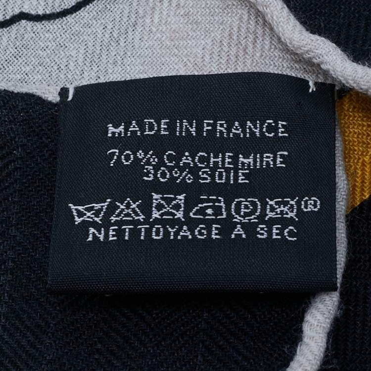 Pre Owned Hermès Noir/Naturel Cashmere Thalassa Shawl 