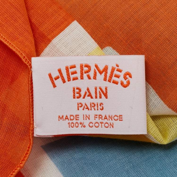 Pre Owned Hermes Orange Cotton Escale a la Plage Scarf