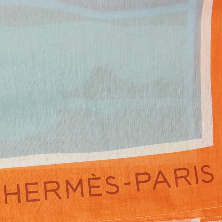 Pre Owned Hermes Orange Cotton Escale a la Plage Scarf