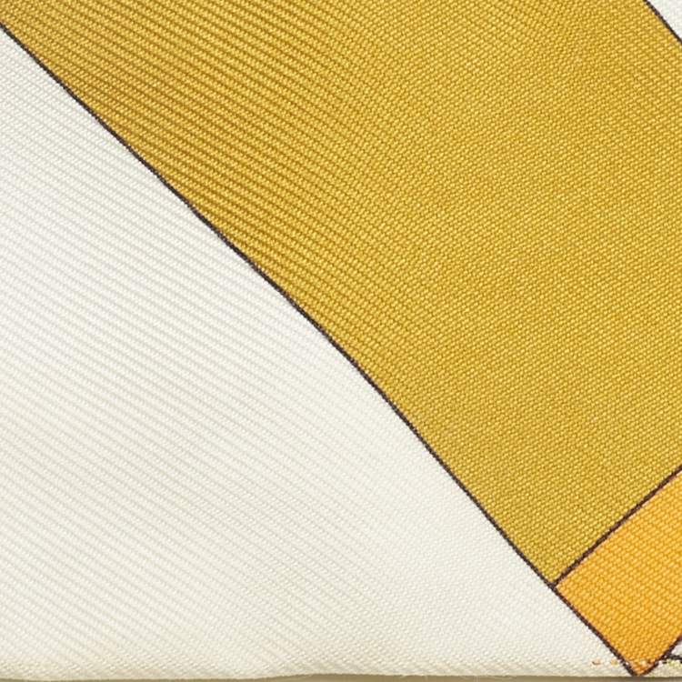 Pre Owned Hermès Orange Printed Silk Twilly