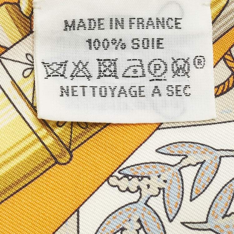 Pre Owned Hermès Orange Printed Silk Twilly
