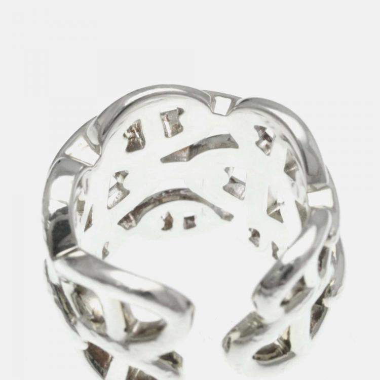 Pre Owned Hermes Chaine D'Ancre Farandole Silver No Stone Band Ring Silver