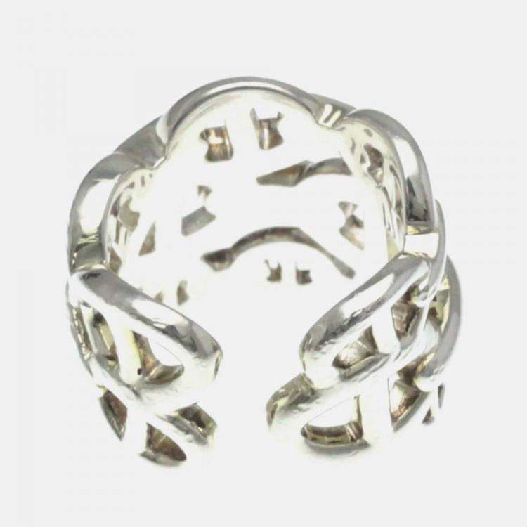 Pre Owned Hermes Chaine D'Ancre Farandole Silver No Stone Band Ring Silver