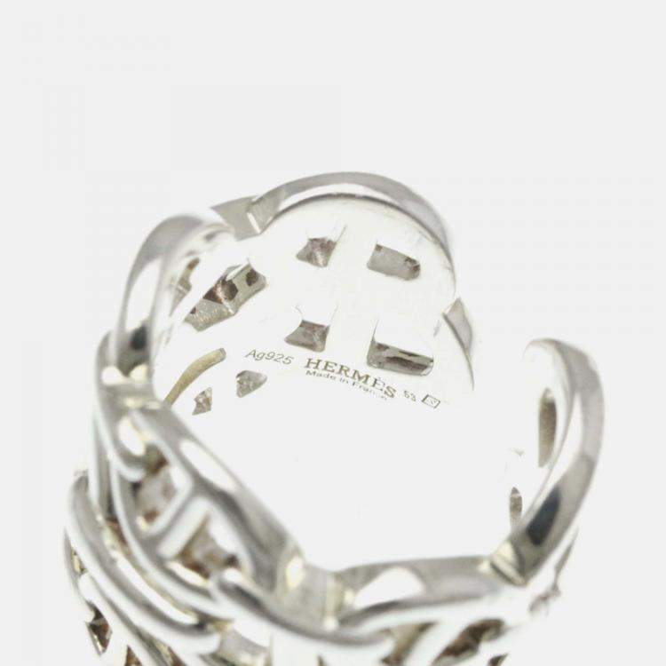 Pre Owned Hermes Chaine D'Ancre Farandole Silver No Stone Band Ring Silver