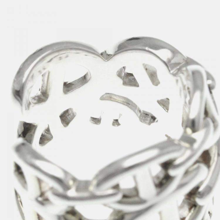 Pre Owned Hermes Chaine D'Ancre Farandole Silver No Stone Band Ring Silver