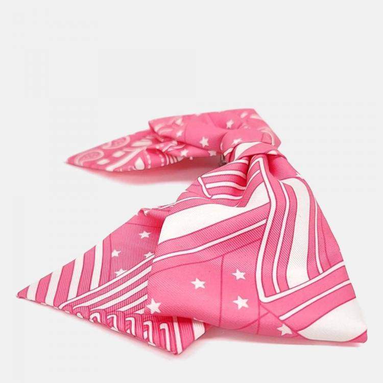 Pre Owned Hermes Pink Silk Ribbon Hair Pin