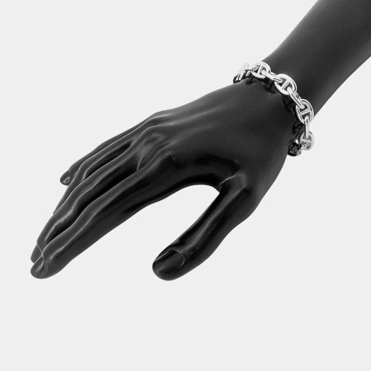 Pre Owned Hermes Chaine D'Ancre Bracelet 16 Frames Size Pm Sv925