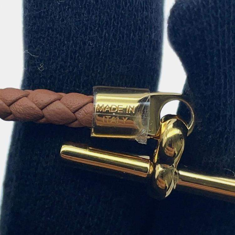 Pre Owned Hermes Etrier Bracelet Size T2 Gold Swift Leather