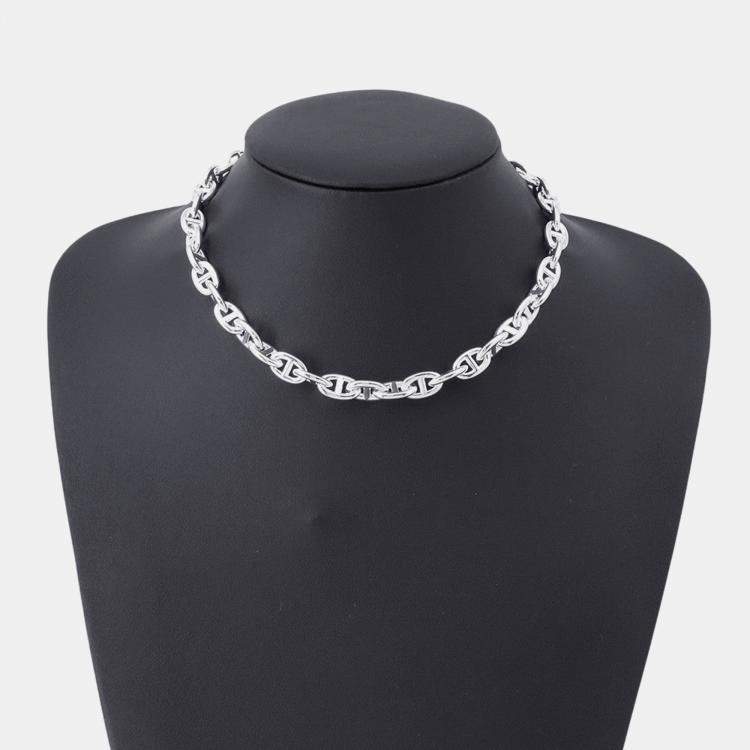 Pre Owned Hermes Chaine D'Ancre Necklace Size Pm/43 Frames Sv925