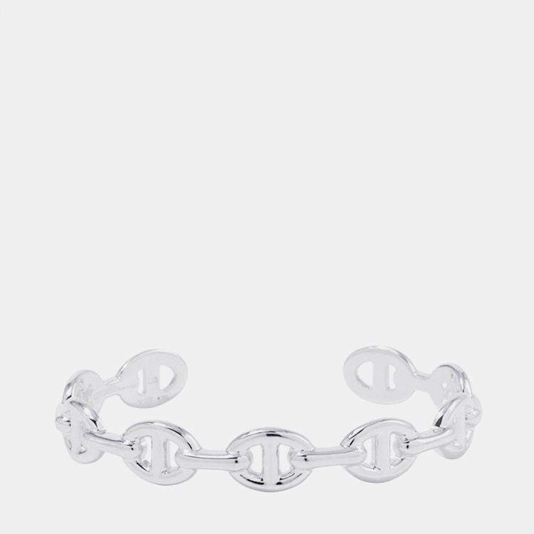 Pre Owned Hermes Chaine D'Ancre Bangle Size LG Sv925