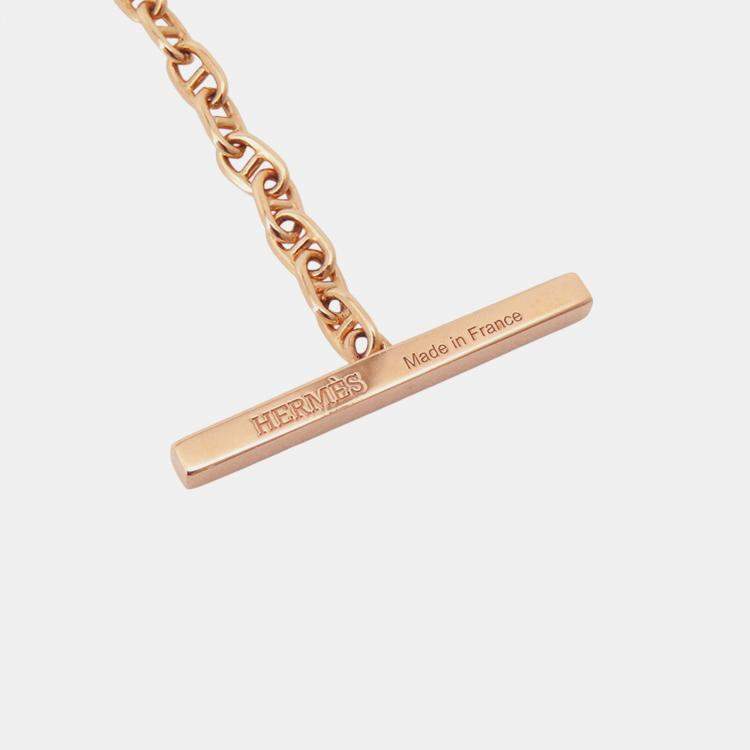 Pre Owned Hermes Chaine D'Ancre Verso Bracelet Size SH 18k Rose Gold Ceramic