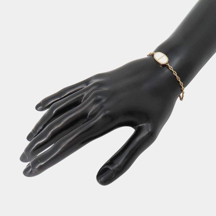Pre Owned Hermes Chaine D'Ancre Verso Bracelet Size SH 18k Rose Gold Ceramic