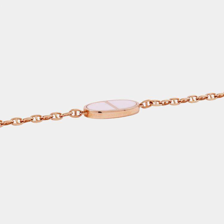 Pre Owned Hermes Chaine D'Ancre Verso Bracelet Size SH 18k Rose Gold Ceramic