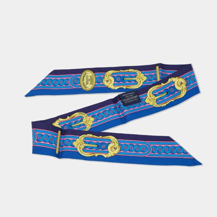 Pre Owned Hermès Blue Silk Bride De Cour Twilly