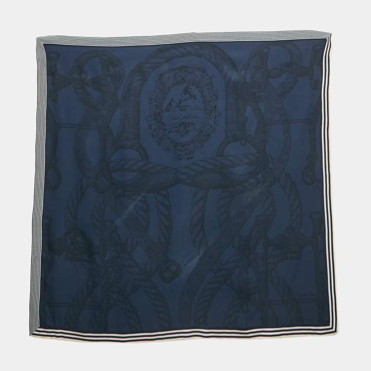 Pre Owned Hermès Blue Silk Della Cavalleria scarf