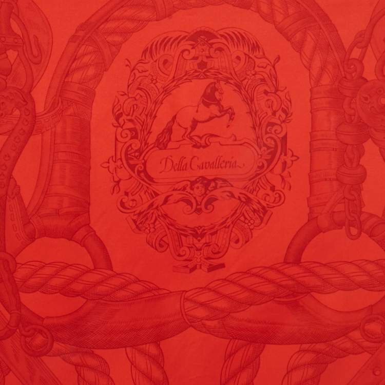 مملوكة مسبقًا Hermès Red Silk Della Cavalleria Scarf