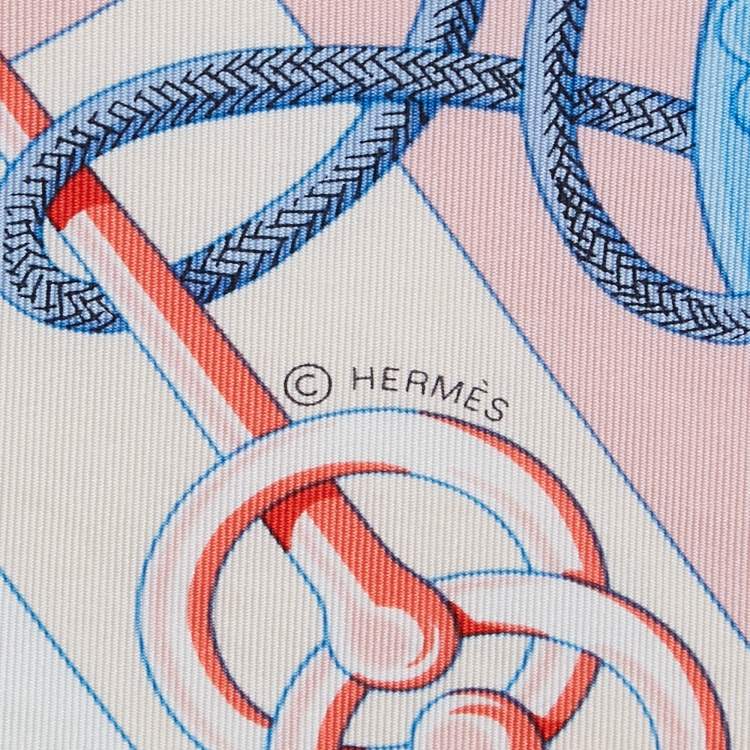 Pre Owned Hermes White Silk Cliquetis Scarf