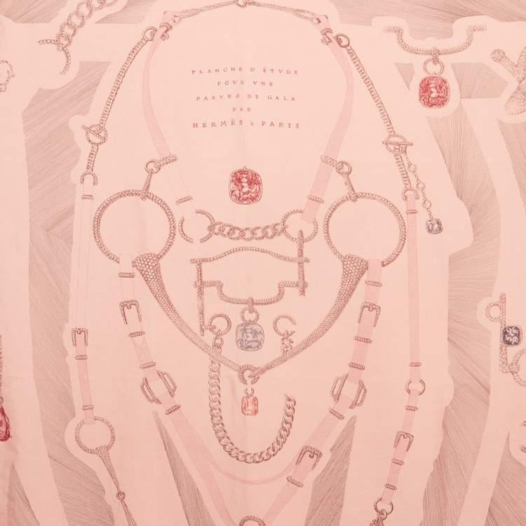 Pre Owned Hermès Pink Silk Etude Pour Une Parure de Gala Scarf