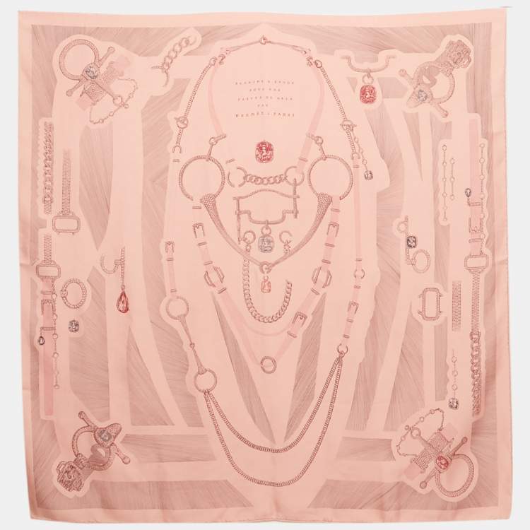 Pre Owned Hermès Pink Silk Etude Pour Une Parure de Gala Scarf