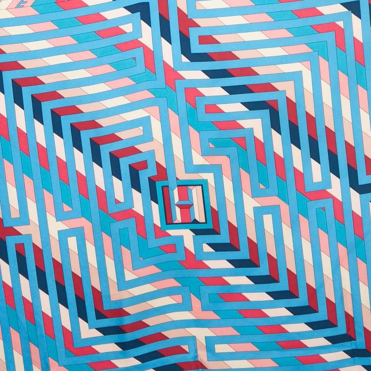 Pre Owned Hermès Blue Silk Le Fil D'ariane Scarf