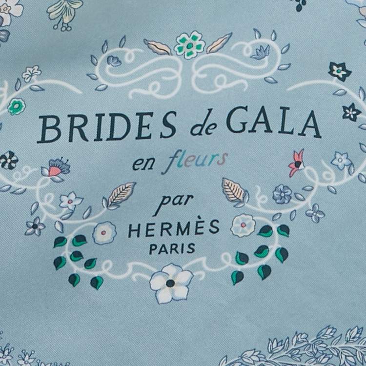 Pre Owned Hermès Blue Silk Birds de Gala Scarf