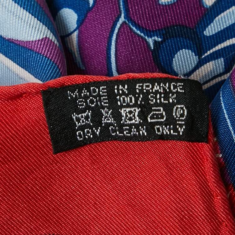 Pre Owned Hermes Blue Silk Flamingo Party Scarf 