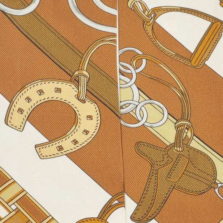 Pre Owned Hermès Brown Silk Brides et Gris-Gris Twilly