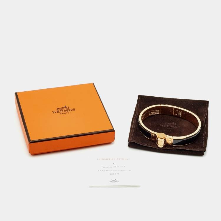 Pre Owned Hermès Hinged Enamel Rose Gold Plated Bracelet