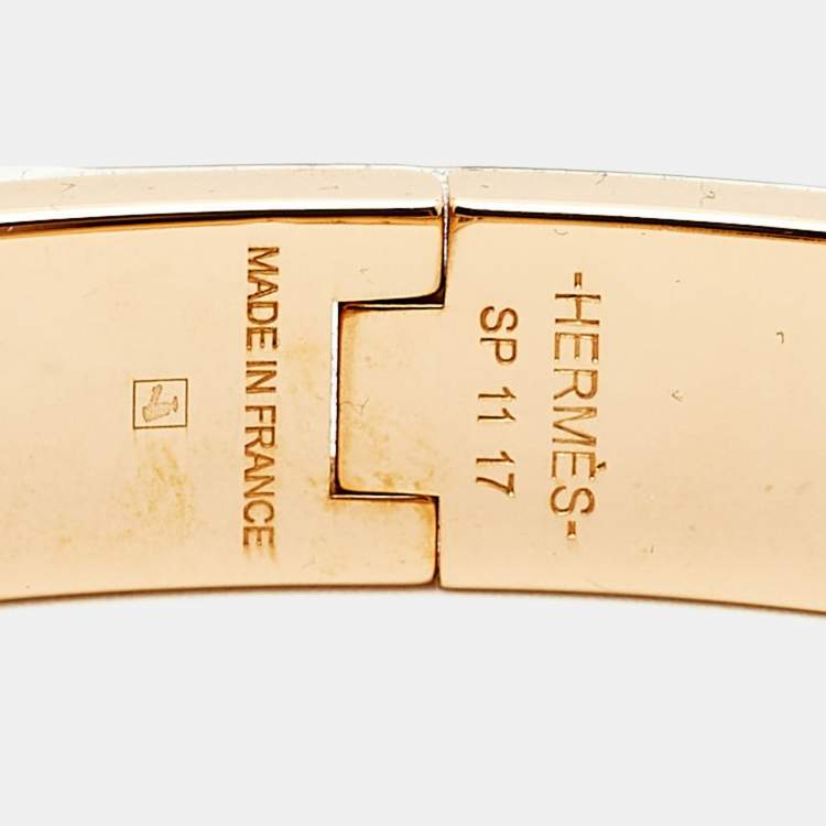 Pre Owned Hermès Hinged Enamel Rose Gold Plated Bracelet